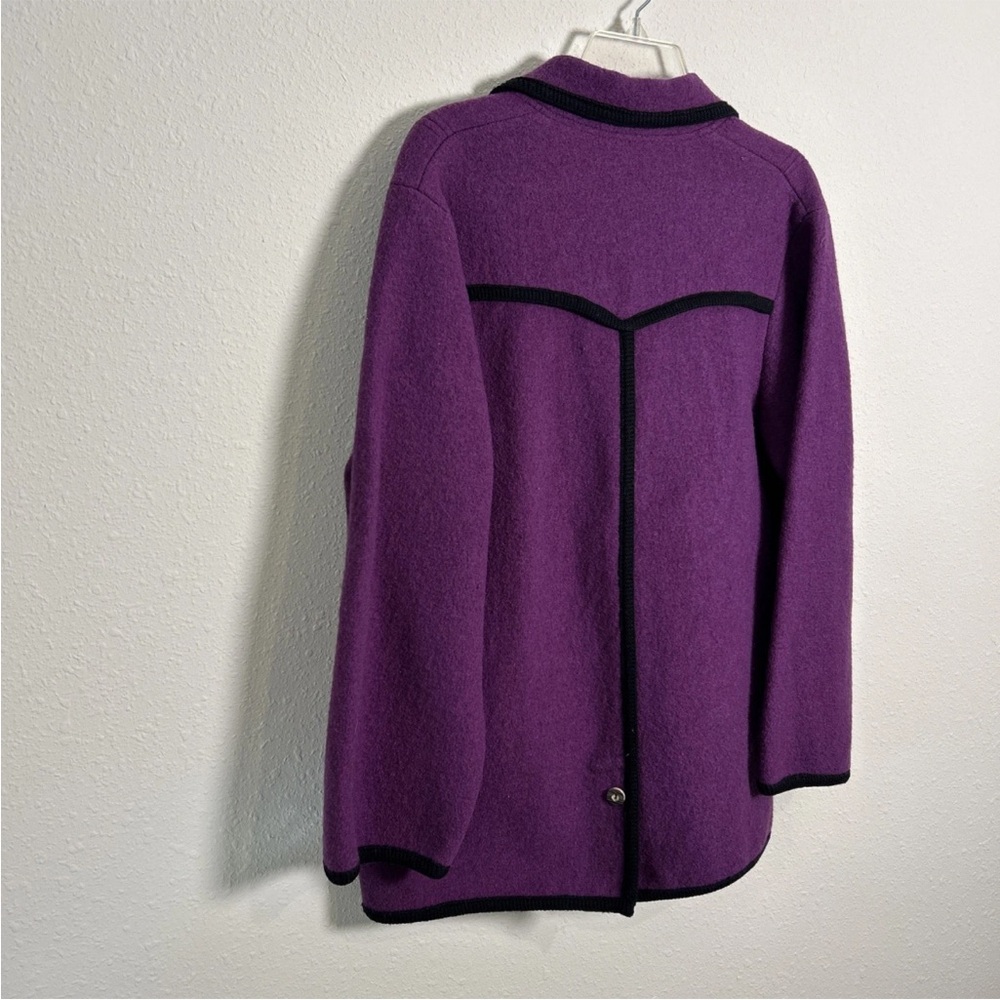 Vintage 100% Pure Wool Cardigan Made In Germany Women’s Size 14 Purple M & O - Picture 13 of 13